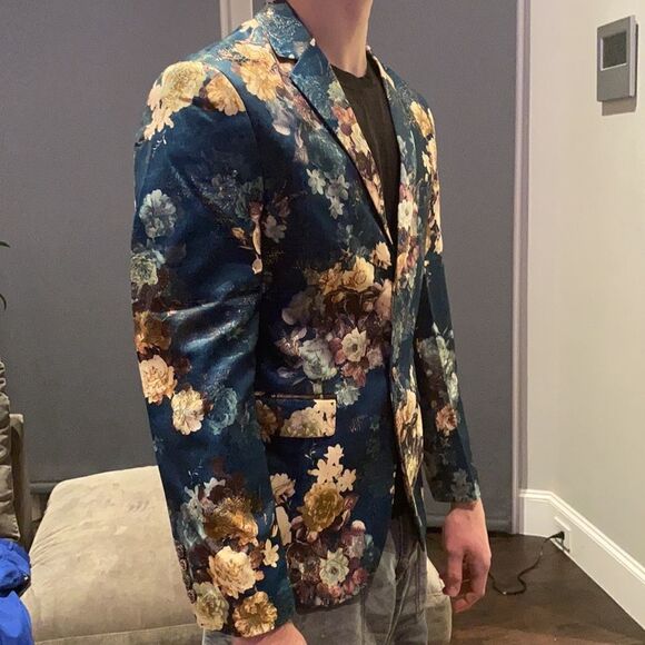 Men’s Jacquard Single Breasted Slim Fitted Suit Blazer Size 33 NWT - Picture 8 of 15